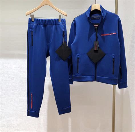 light blue prada tracksuit|prada red label tracksuit.